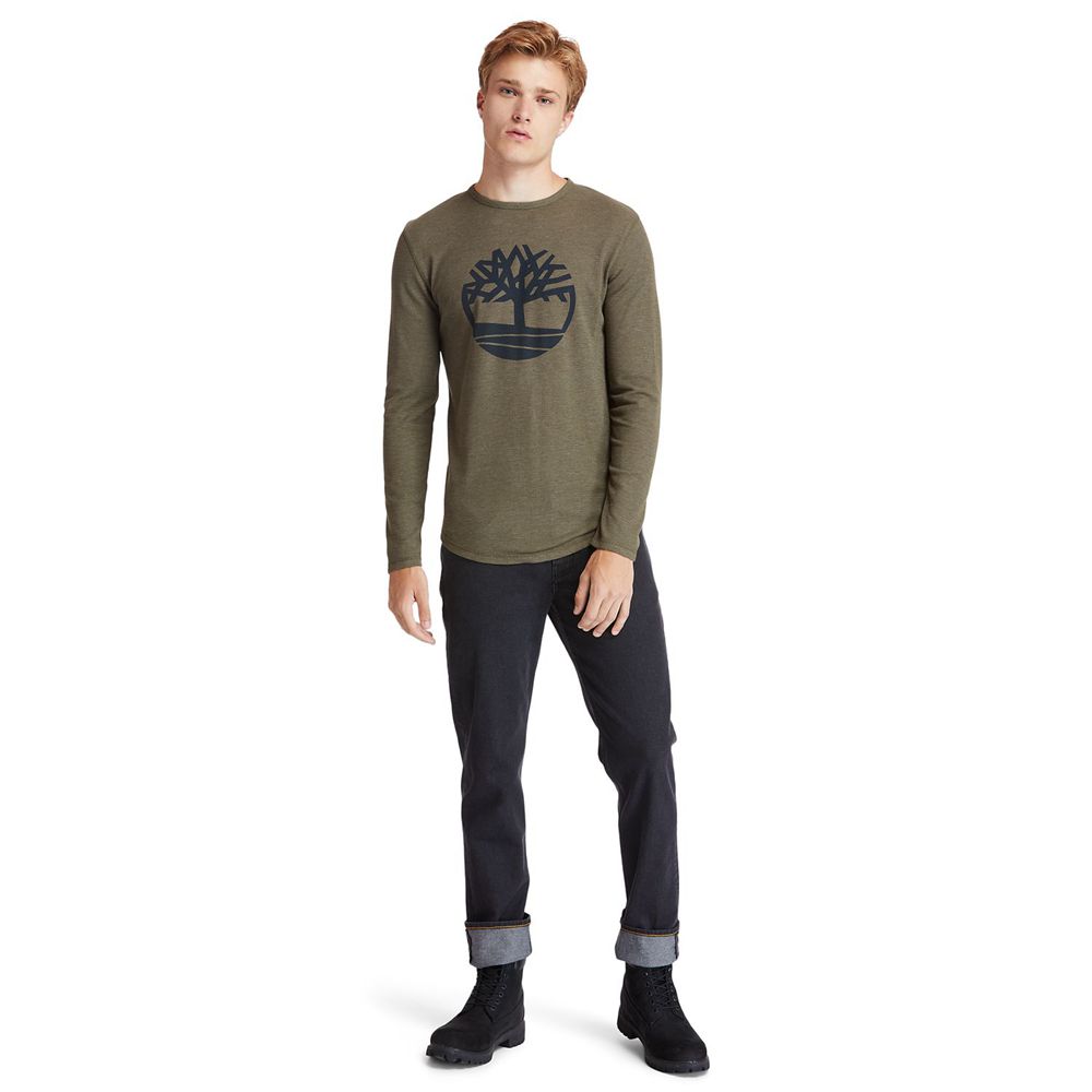 Camisetas Masculino - Timberland Dyer River Slim-Fit Tree-Logo - IVLRT7581 - Verde Oliva